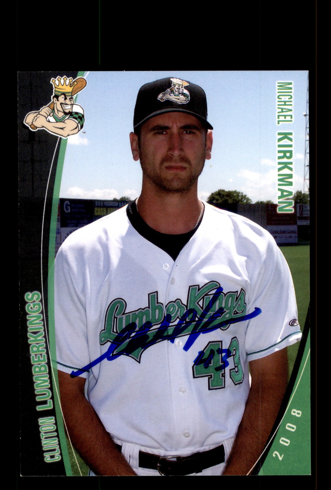 Signed Baseball Card Auto Michael Kirkman 2008 Grandstand Clinton LumberKings