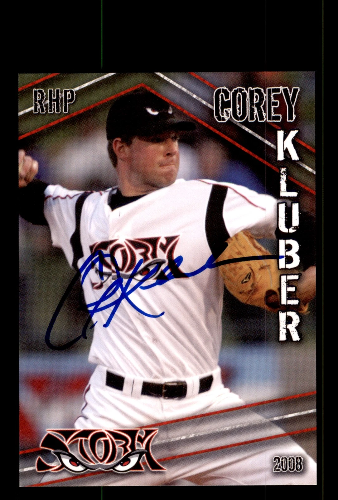 Signed Baseball Card Auto Corey Kluber 2009 Grandstand Lake Elsinore Storm MILB
