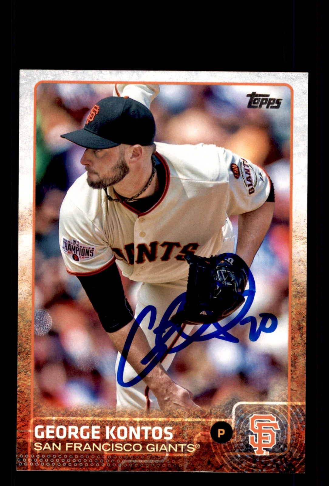 Signed Baseball Card Auto George Kontos 2015 Topps Update #US168 Giants