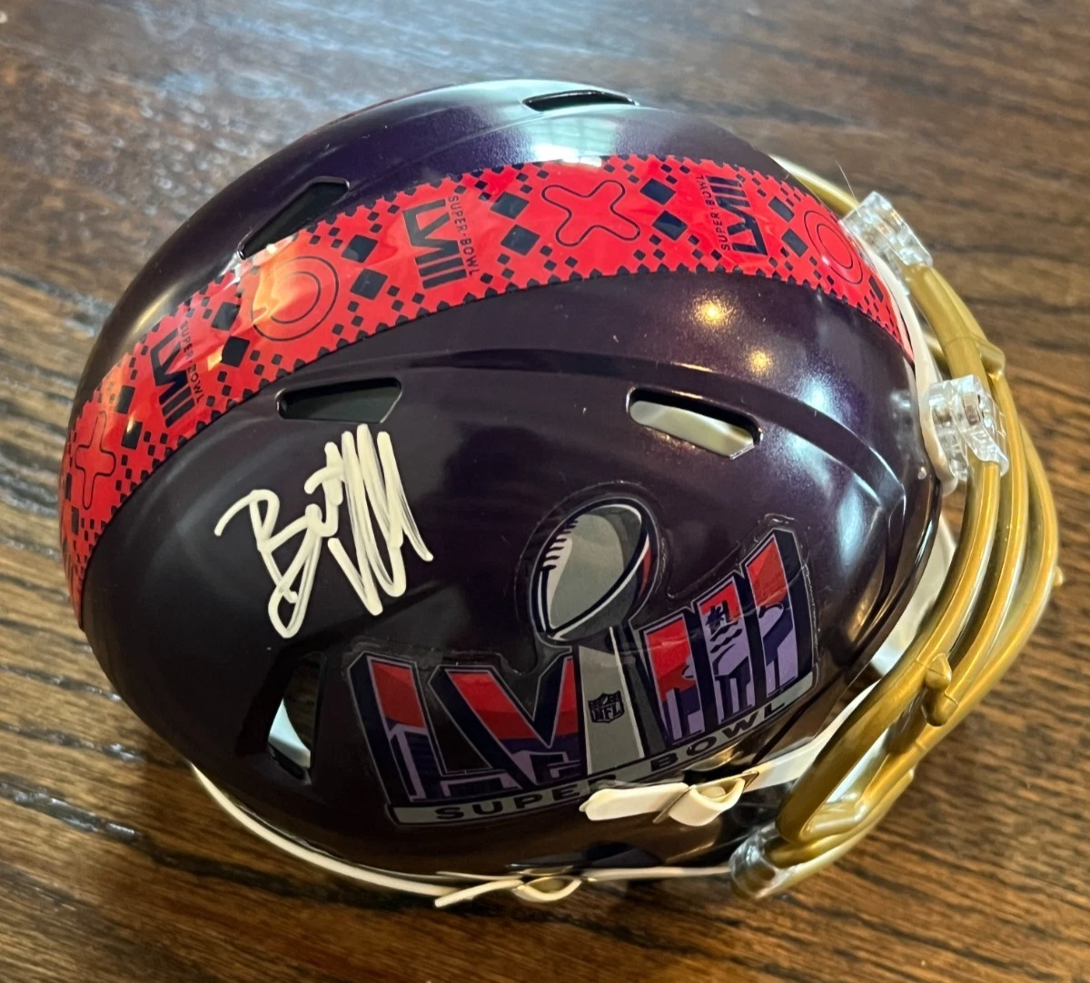 GM BRETT VEACH SIGNED FOOTBALL MINI HELMET AUTO KANSAS CITY CHIEFS SB 58 JSA COA