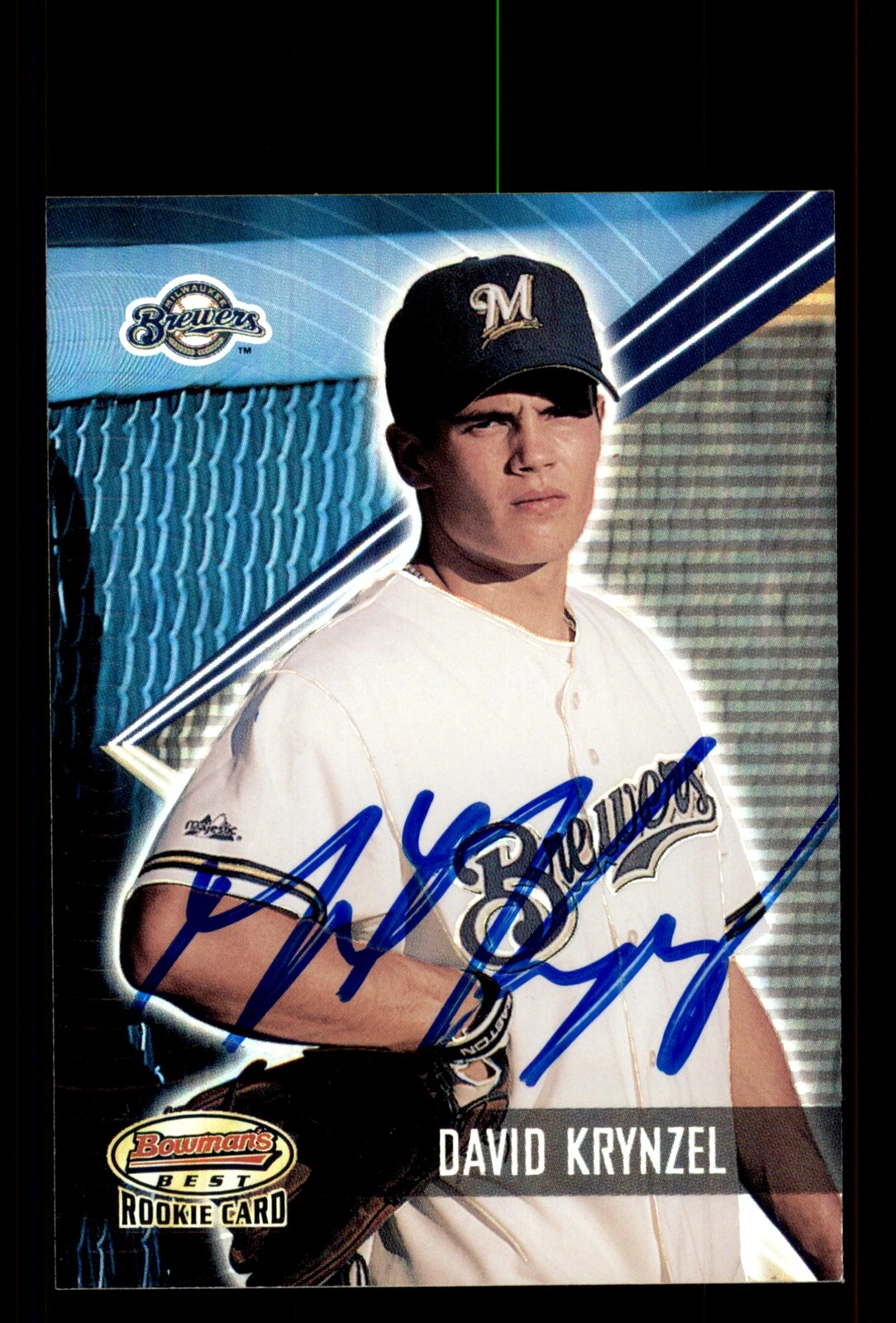 Signed Baseball Card Auto Dave Krynzel 2001 Bowman's Best #180 Milwaukee Brewers