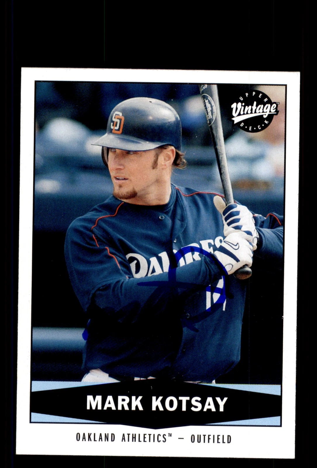 Signed Baseball Card Auto Mark Kotsay 2004 Upper Deck Vintage #203 Oakland A's
