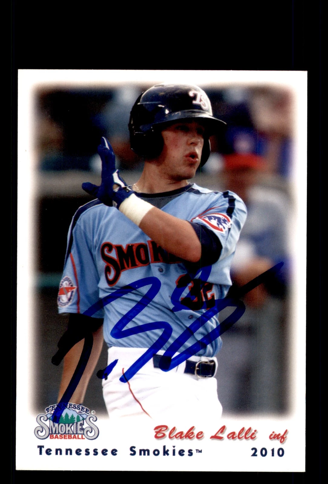 Signed Baseball Card Auto Blake Lalli 2010 Grandstand Tennessee Smokies