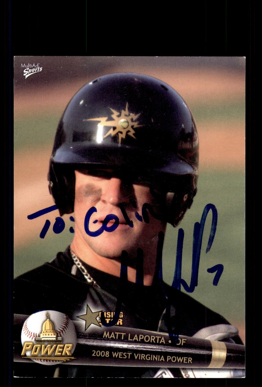 Signed Baseball Card Auto Matt Laporta 2008 MultiAd West Virginia Power