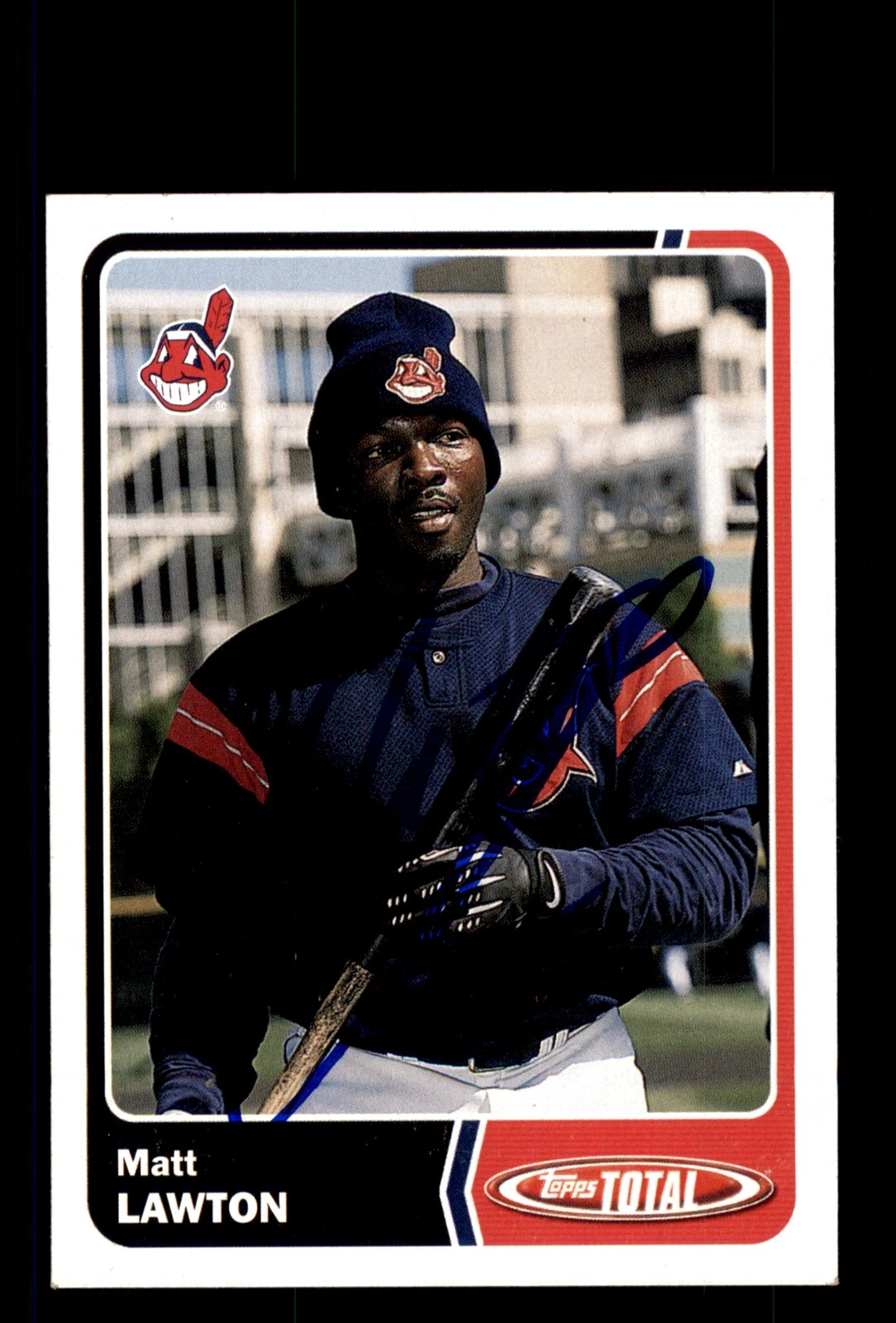 Signed Baseball Card Auto Matt Lawton 2003 Topps Total #427 Cleveland Indians
