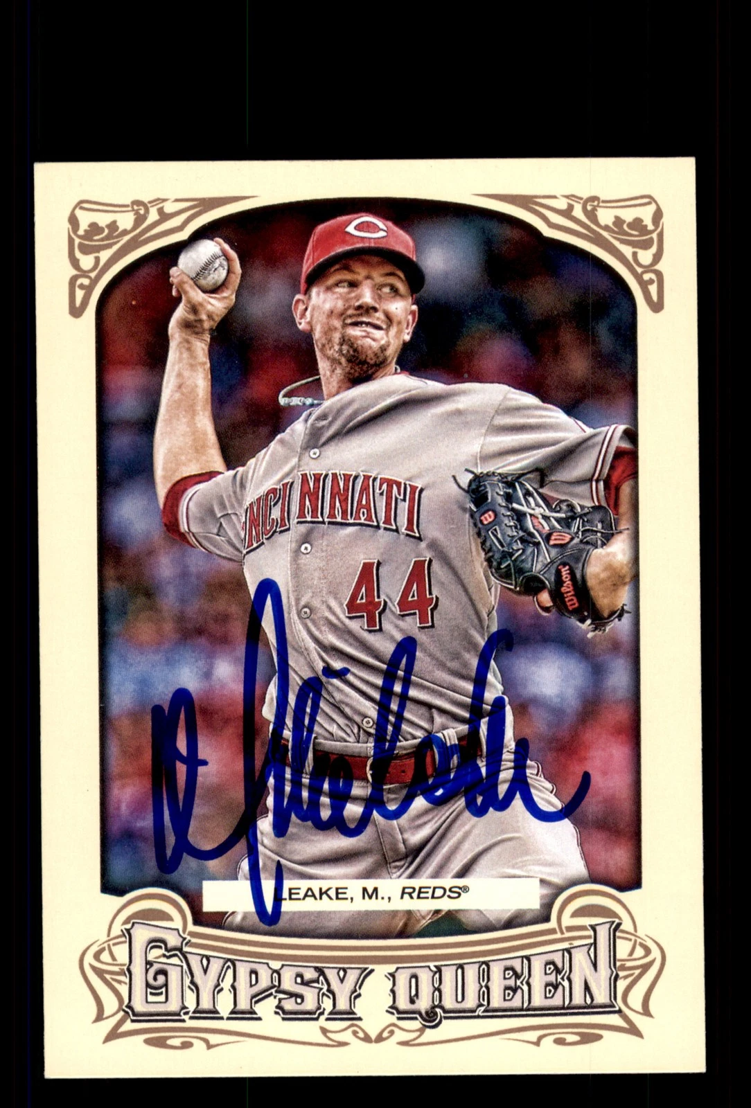 Signed Baseball Card Auto Mike Leake 2014 Topps Gypsy Queen #47 Cincinnati Reds