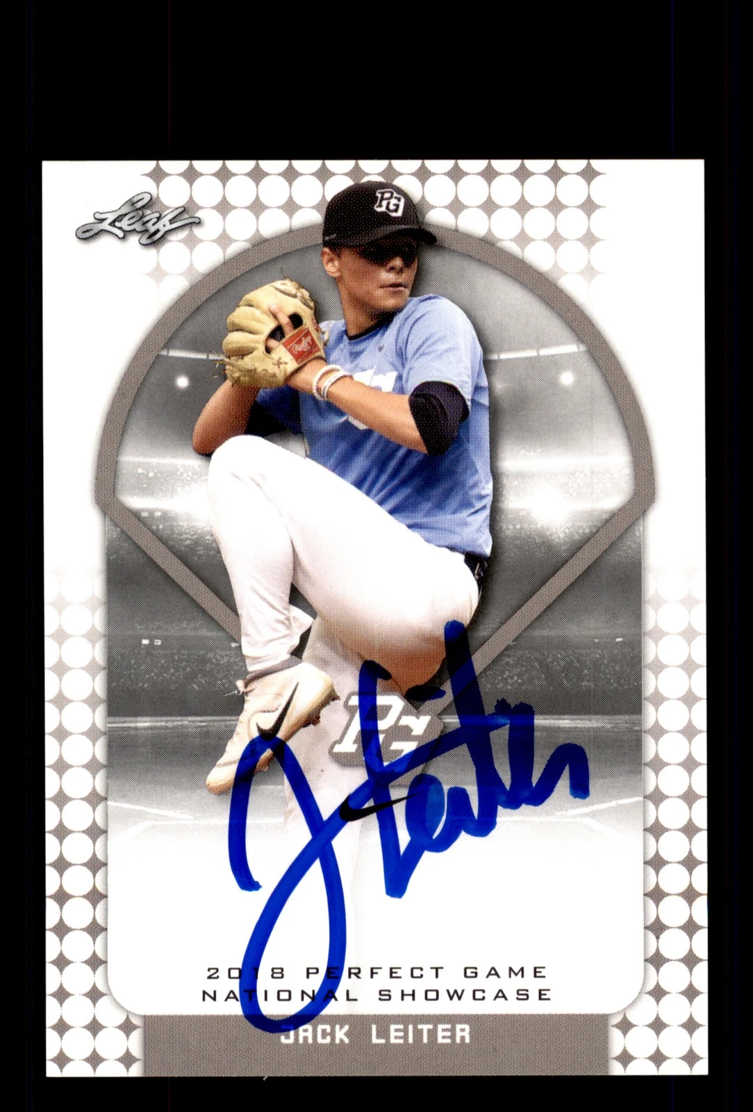 Signed Baseball Card Auto Jack Leiter 2018 Leaf Perfect Game #103