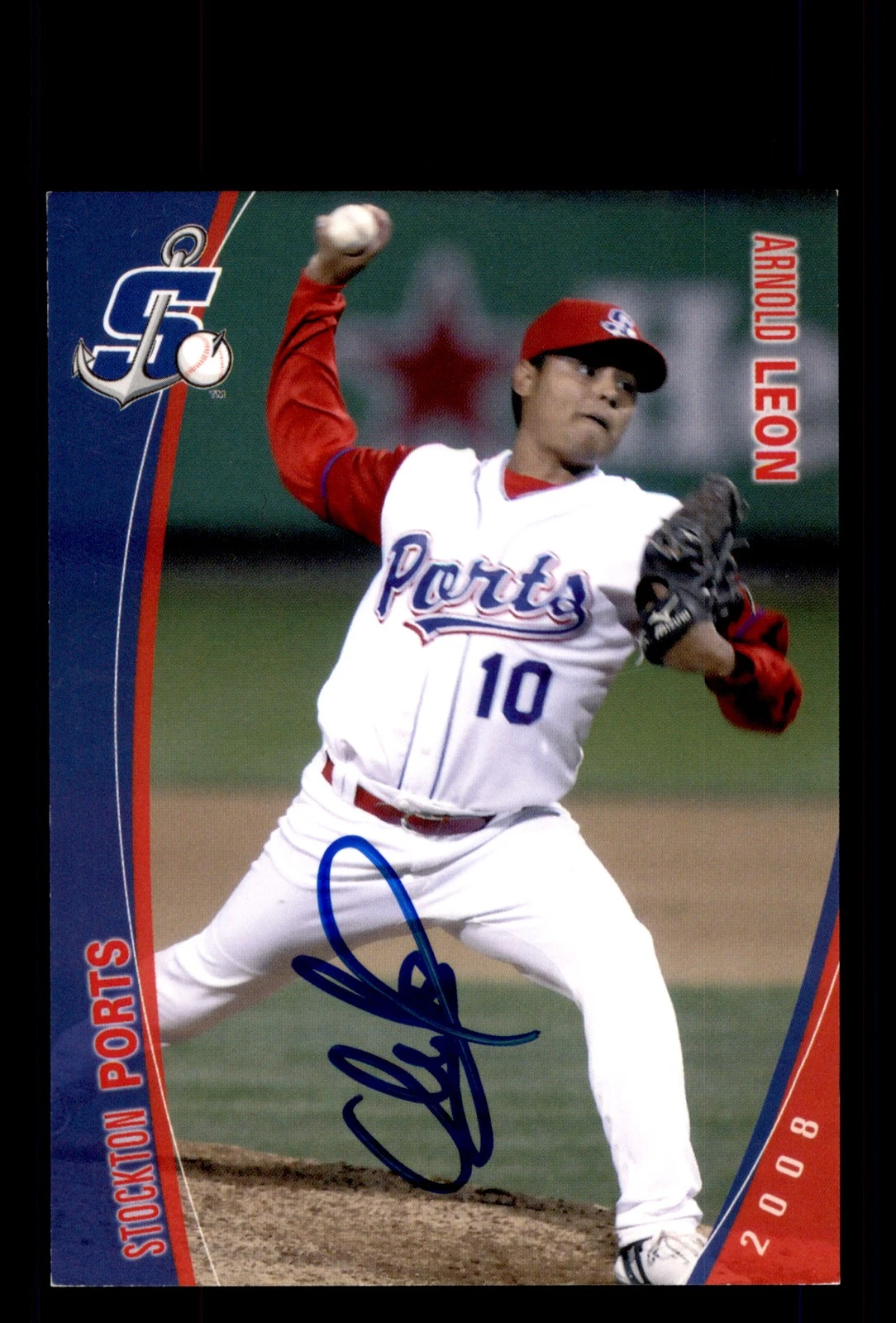Signed Baseball Card Auto Arnold Leon 2008 Grandstand Stockton Ports
