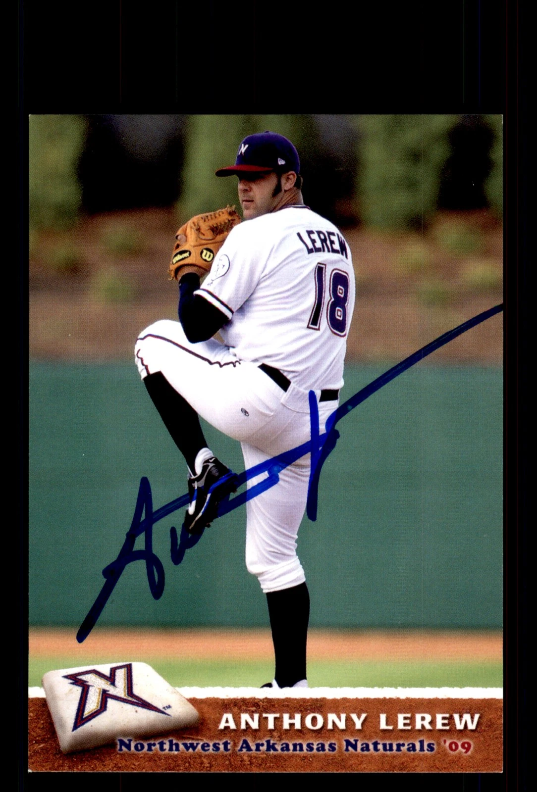 Signed Baseball Card Auto Anthony Lerew 2009 Northwest Arkansas Naturals
