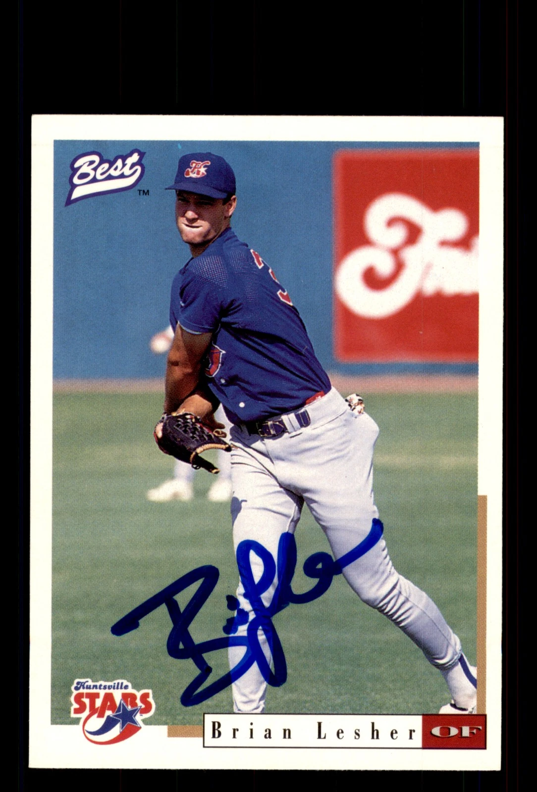 Signed Baseball Card Auto Brian Lesher 1996 Best #49 Huntsville Stars