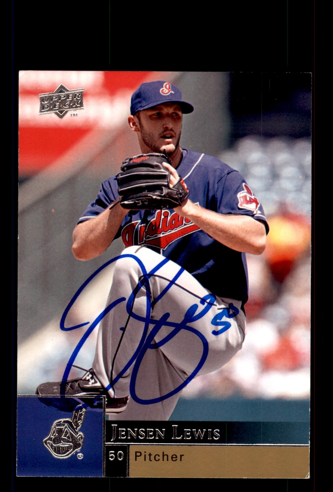 Signed Baseball Card Auto Jensen Lewis 2009 Upper Deck #617 Cleveland Indians