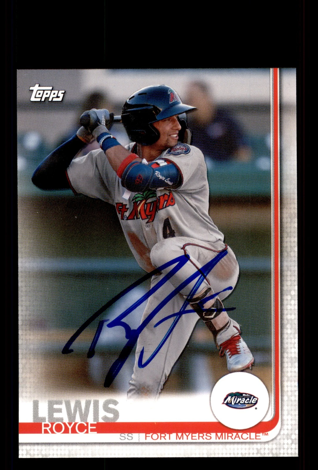 Signed Baseball Card Auto Royce Lewis 2019 Topps Pro Debut #74 Miracle