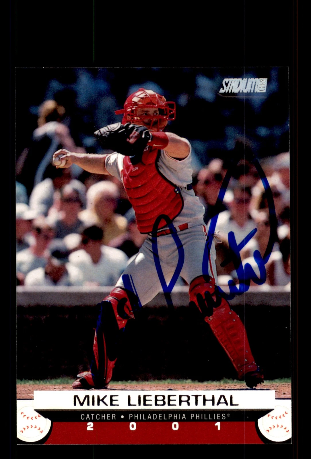 Signed Baseball Card Auto Mike Lieberthal 2001 Stadium Club #28 Phillies