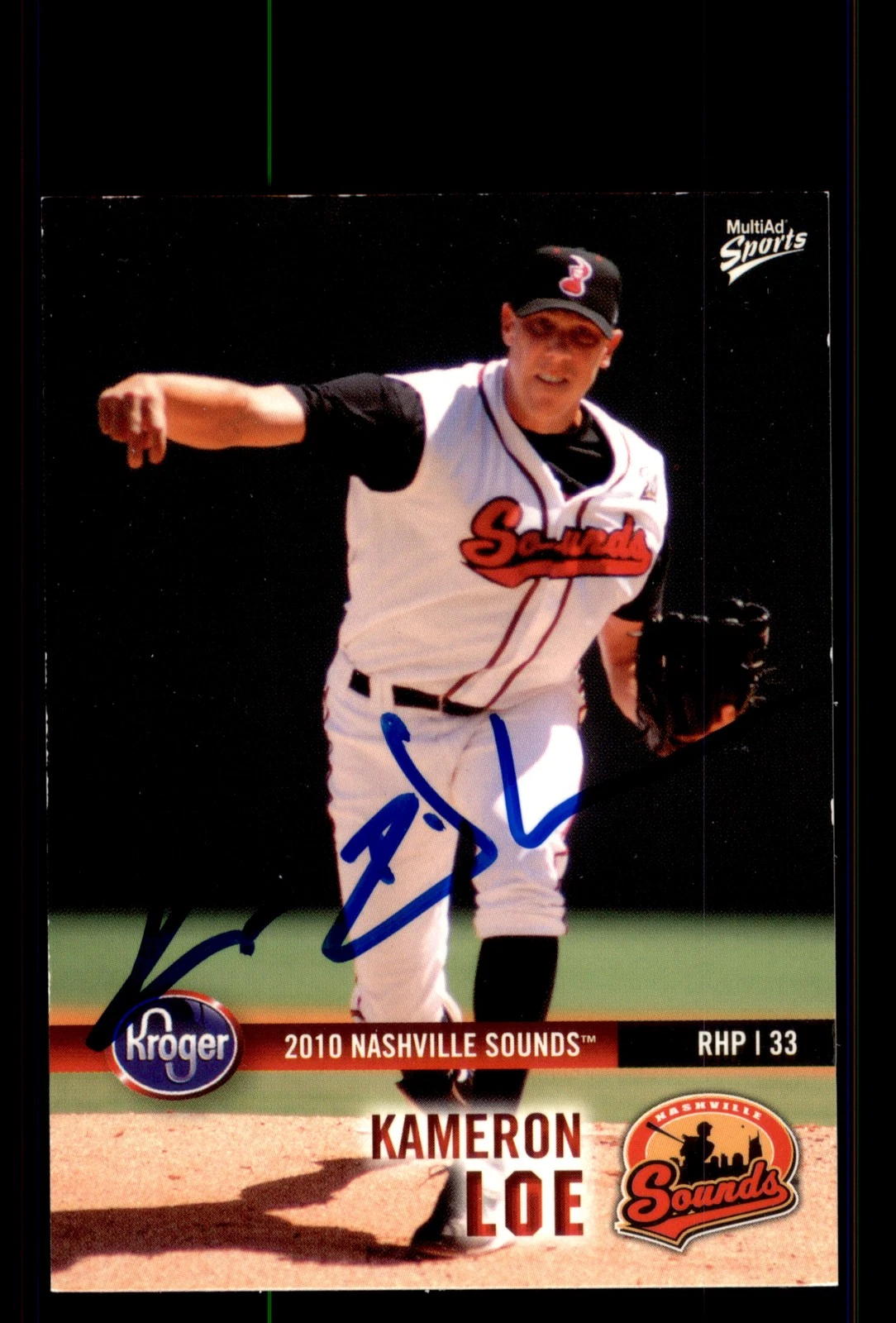 Signed Baseball Card Auto Kameron Loe 2010 MultiAd Nashville Sounds