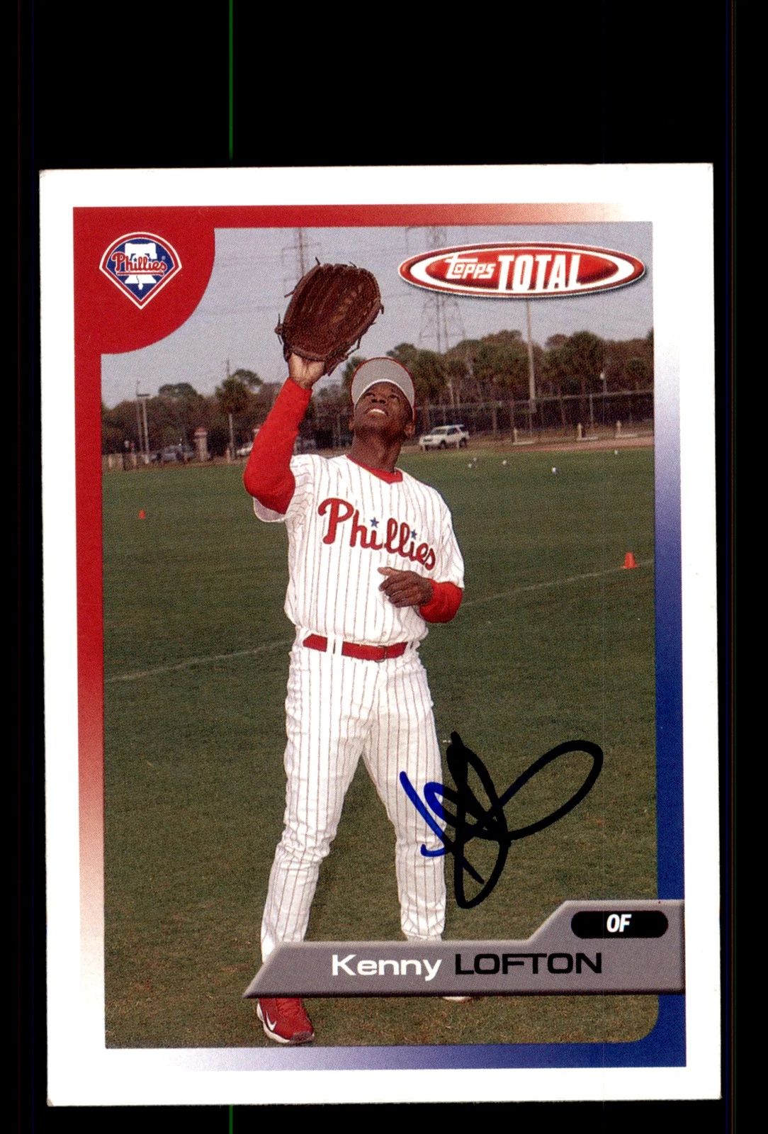 Signed Baseball Card Auto Kenny Lofton 2005 Topps Total #8 Philadelphia Phillies