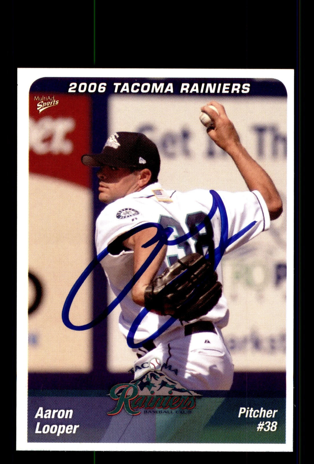 Signed Baseball Card Auto Aaron Looper 2006 MultiAd Tacoma Rainiers