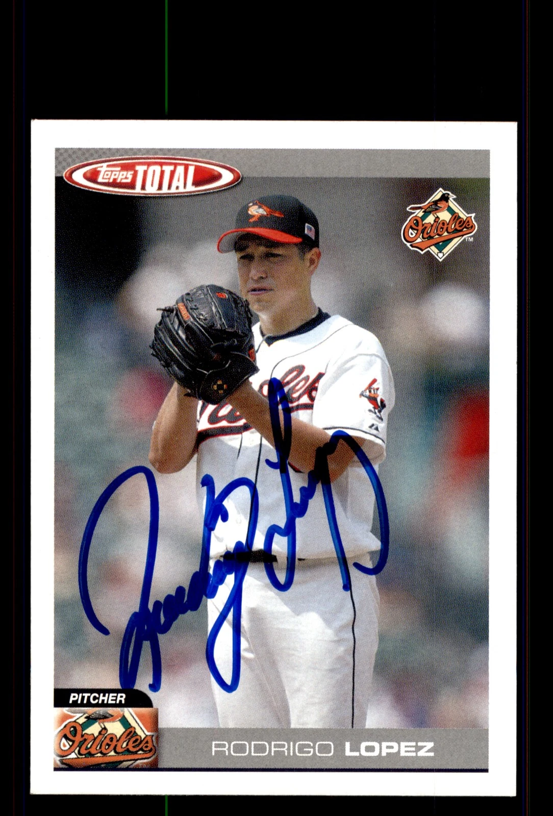 Signed Baseball Card Auto Rodrigo Lopez 2004 Topps Total #672 Baltimore Orioles