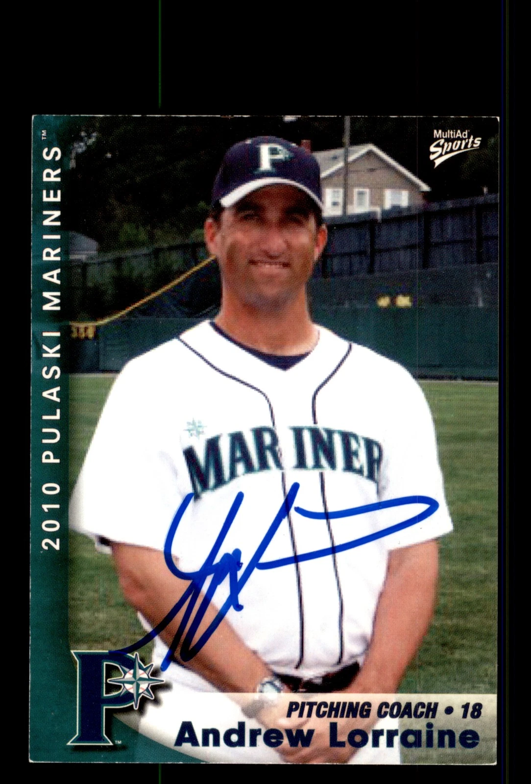 Signed Baseball Card Auto Andrew Lorraine 2010 MultiAd Pulaski Mariners