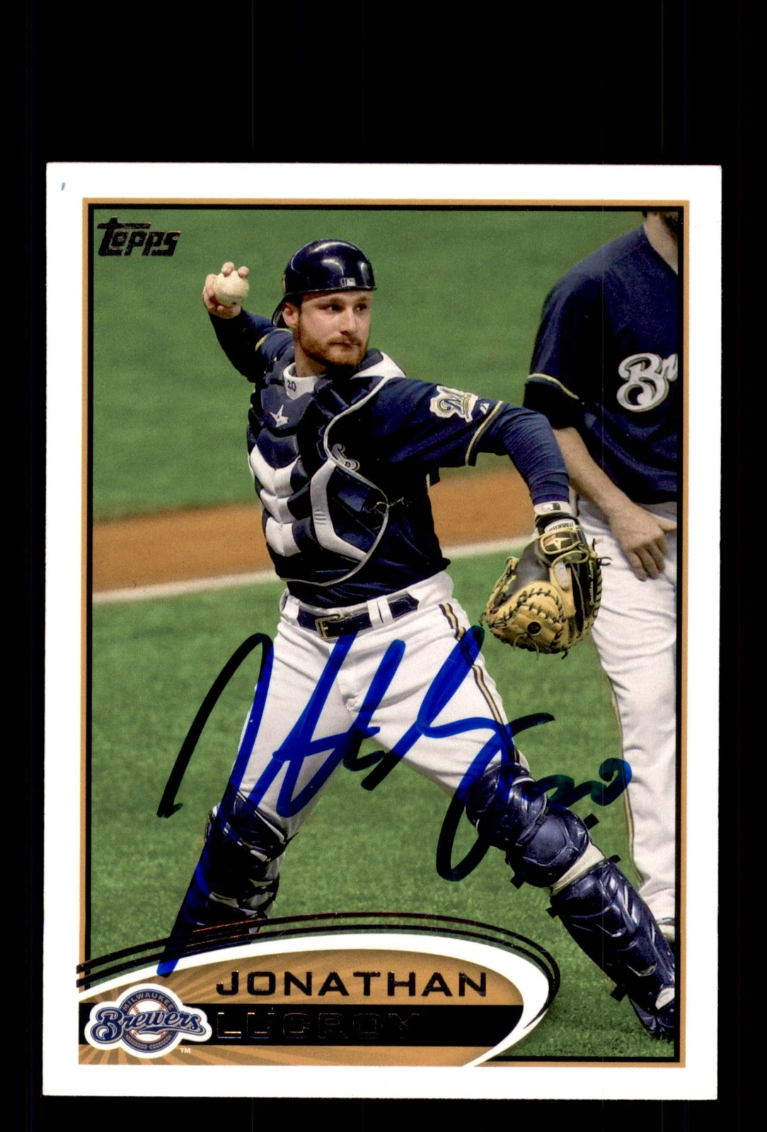 Signed Baseball Card Auto Jonathan Lucroy 2012 Topps #395 Milwaukee Brewers