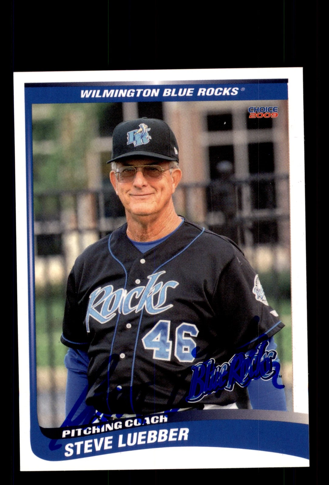 Signed Baseball Card Auto Steve Luebber 2009 Choice Wilmington Blue Rocks