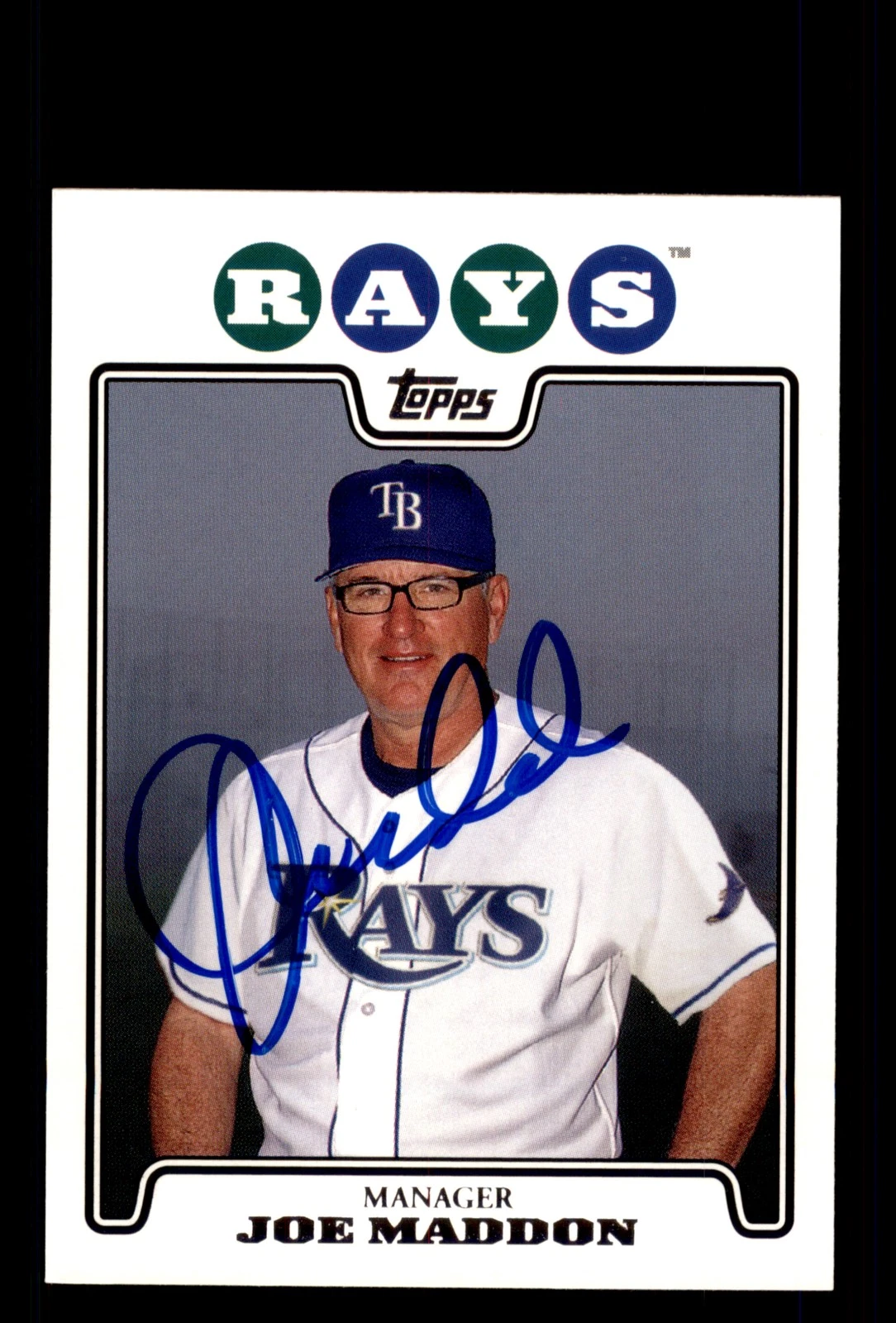 Signed Baseball Card Auto Joe Maddon 2008 Topps #473 Tampa Bay Rays