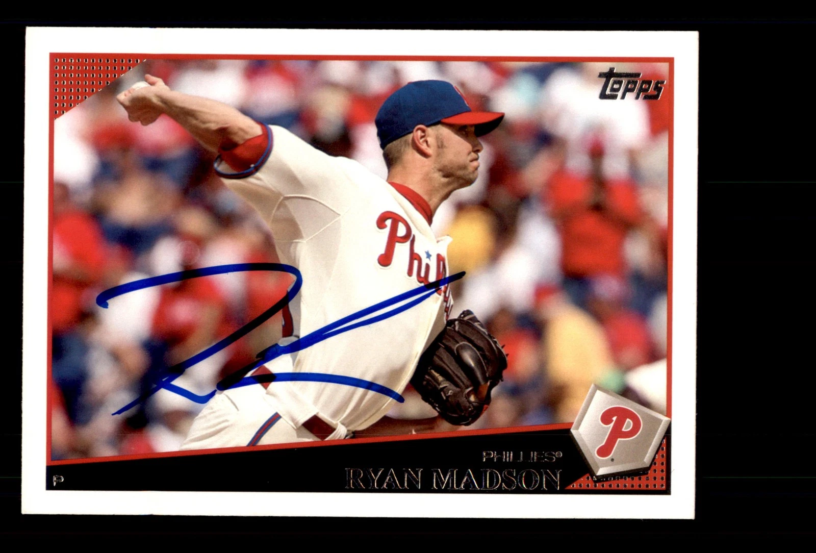 Signed Baseball Card Auto Ryan Madson 2009 Topps #186 Philadelphia Phillies