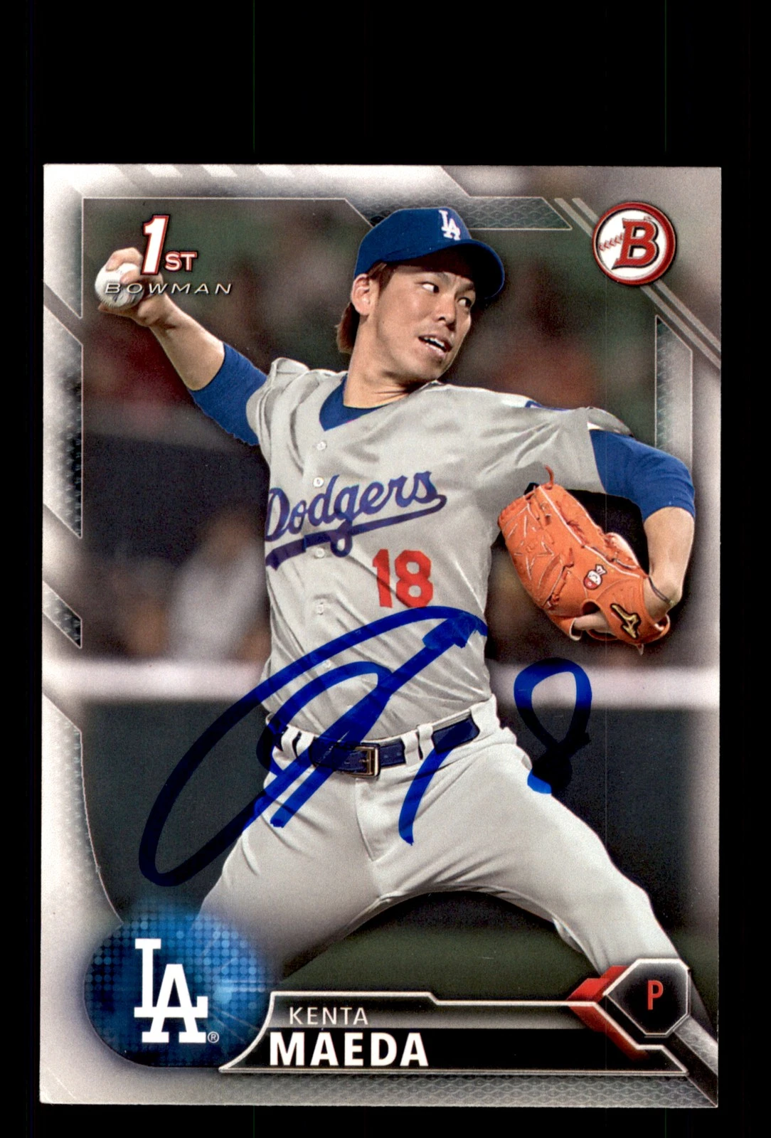 Signed Baseball Card Auto Kenta Maeda 2016 Bowman #BP142 Dodgers Japan