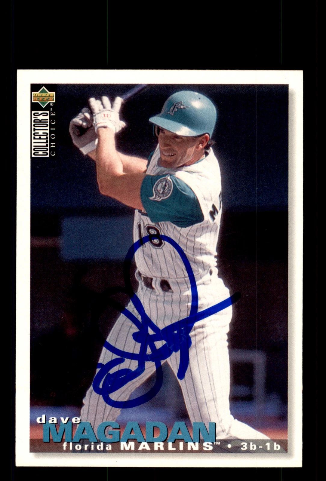 Signed Baseball Card Auto Dave Magadan 1995 Collector's Choice #302 Marlins