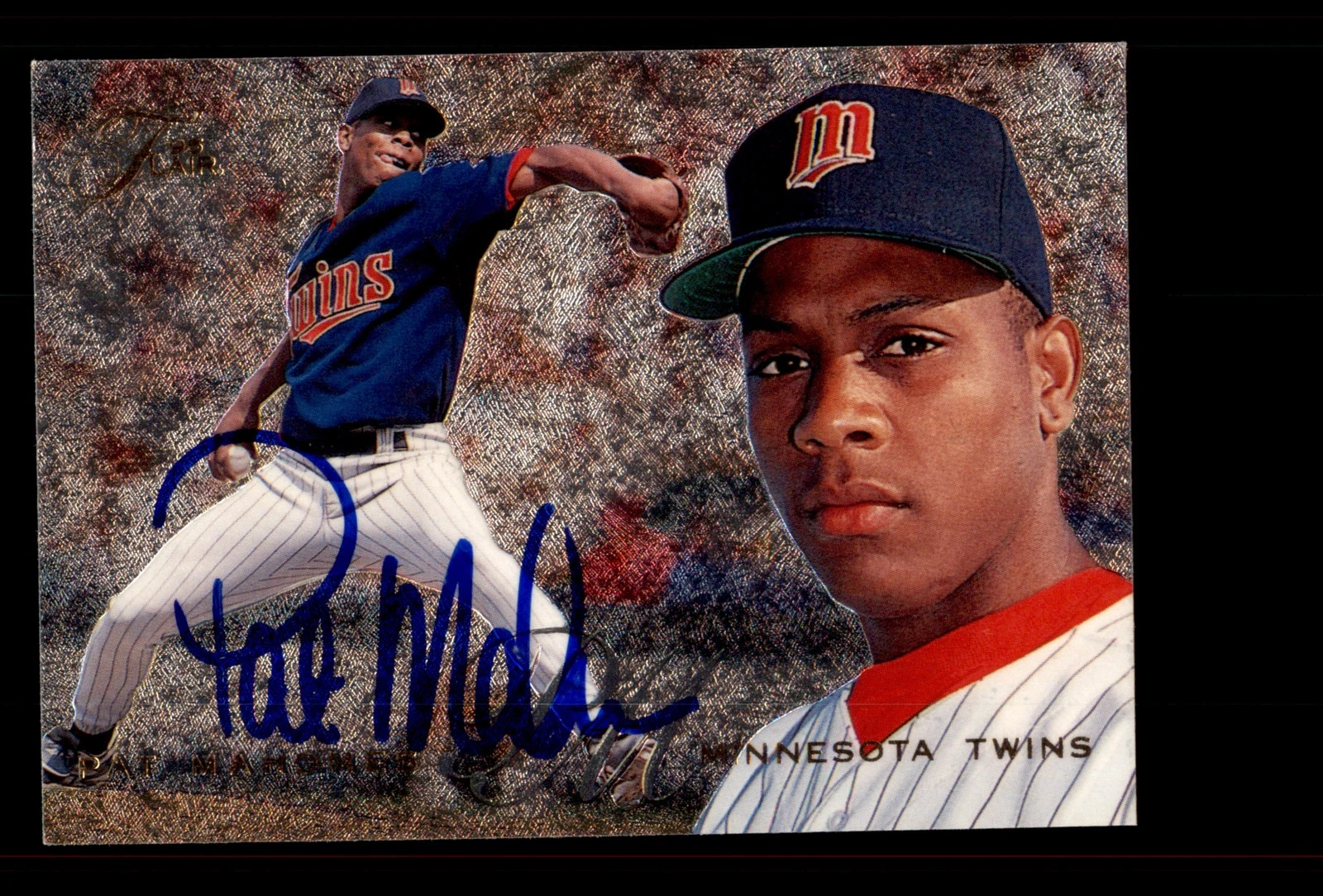 Signed Baseball Card Auto Pat Mahomes 1995 Flair #59 Minnesota Twins