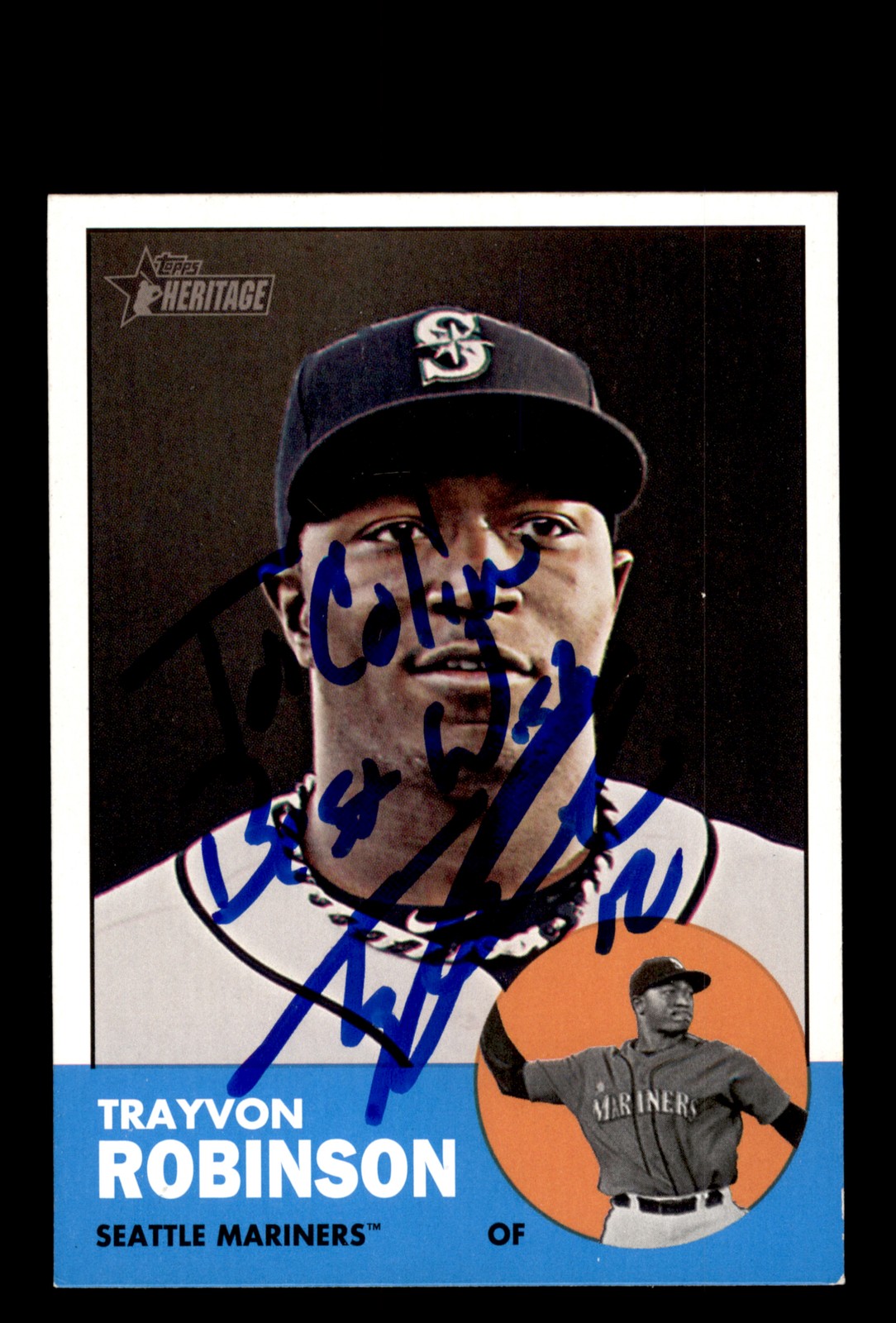 Signed Baseball Card Auto Trayvon Robinson 2012 Heritage #367 Mariners 