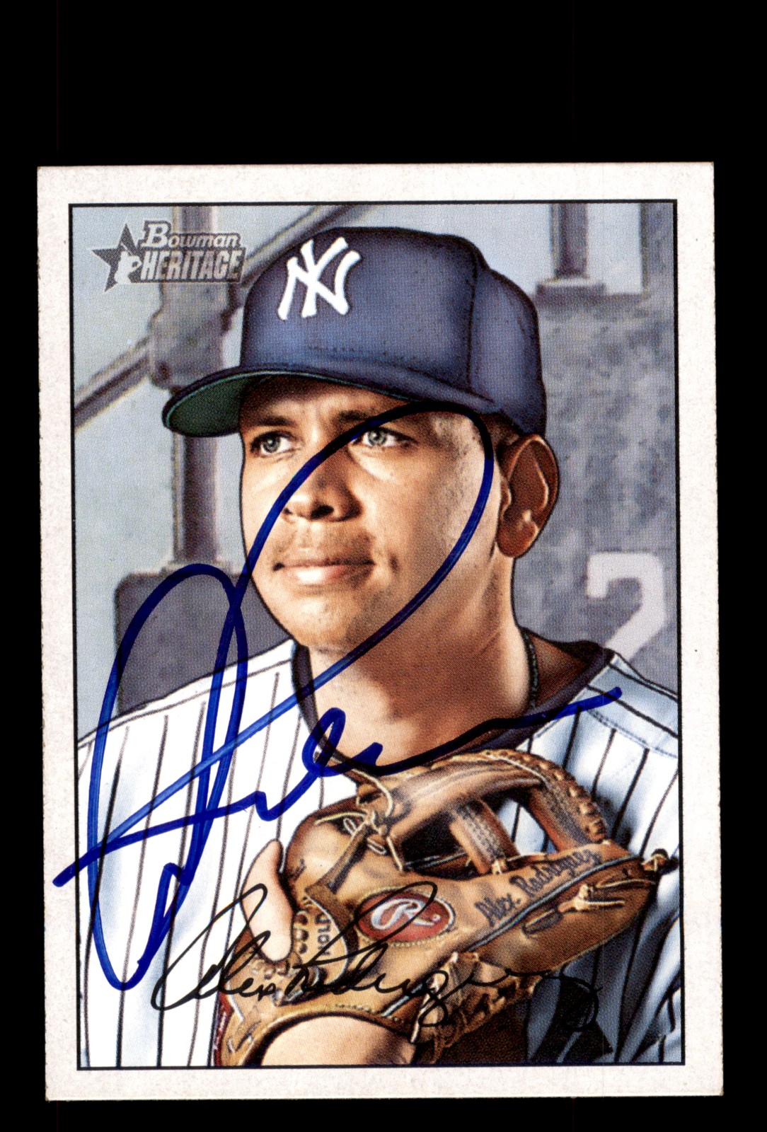 Signed Baseball Card Auto Alex Rodriguez 2007 Bowman Heritage #190 Yankees