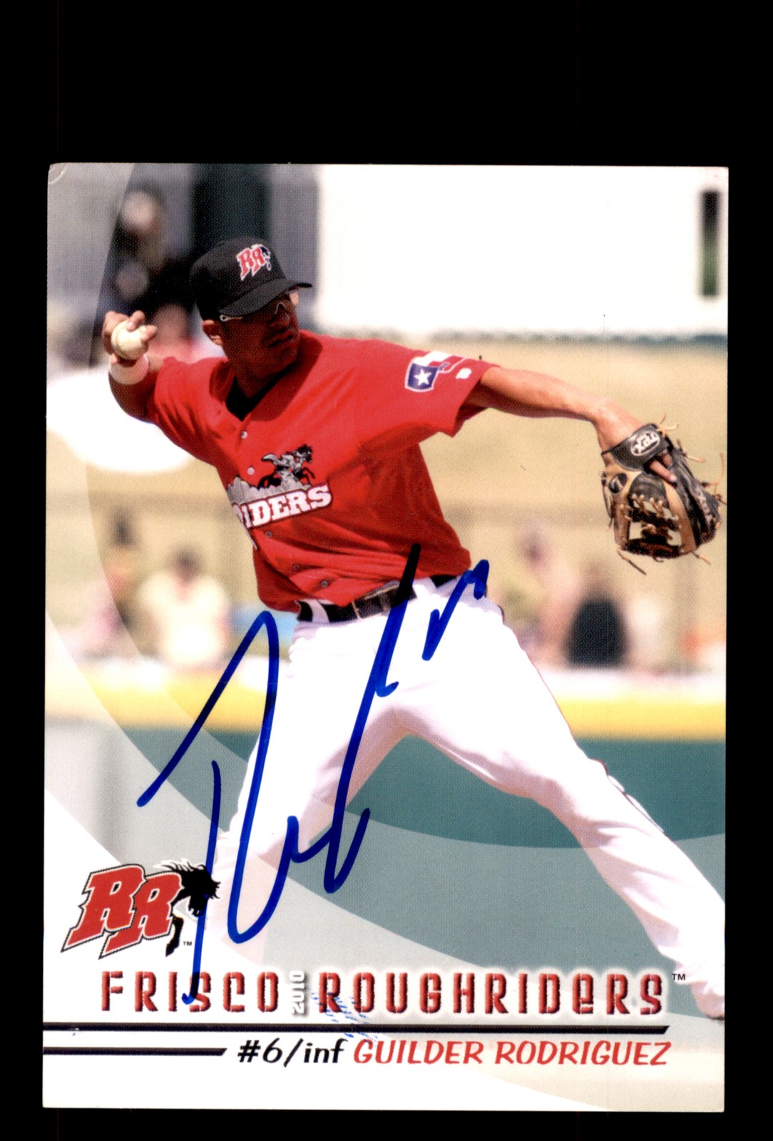 Signed Baseball Card Auto Guilder Rodriguez 2010 Grandstand Frisco RoughRiders