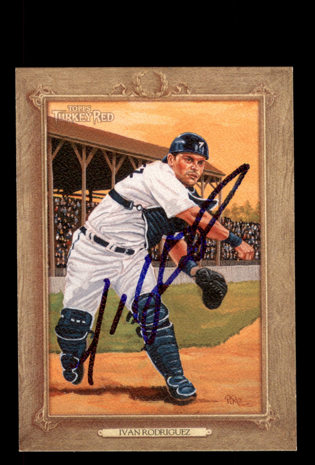 Signed Baseball Card Auto Ivan Rodriguez 2007 Topps Turkey Red #160 Tigers