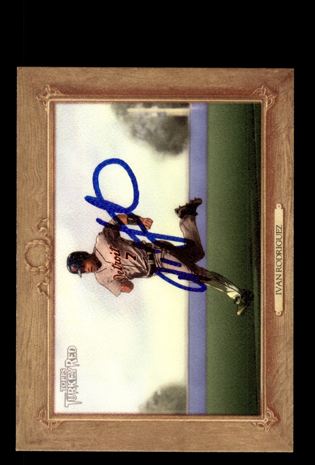 Signed Baseball Card Auto Ivan Rodriguez 2007 Topps Turkey Red #14 Tigers