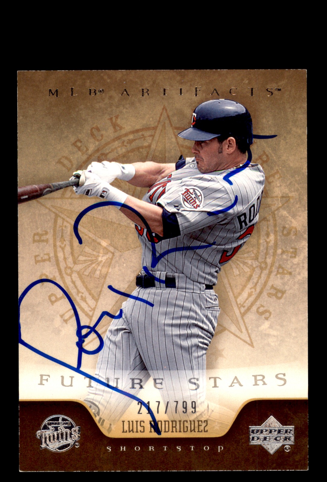 Signed Baseball Card Auto Luis Rodriguez 2005 Upper Deck Artifacts #243 Twins