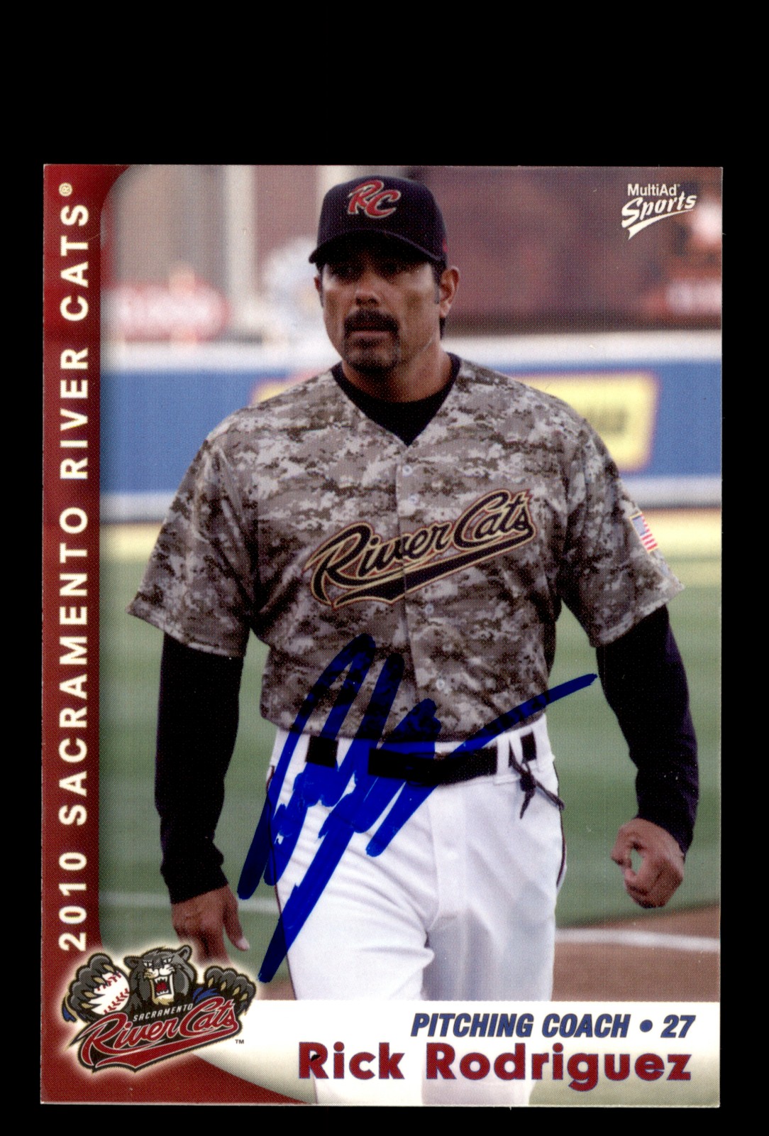 Signed Baseball Card Auto Rick Rodriguez 2010 MultiAd Sacramento River Cats