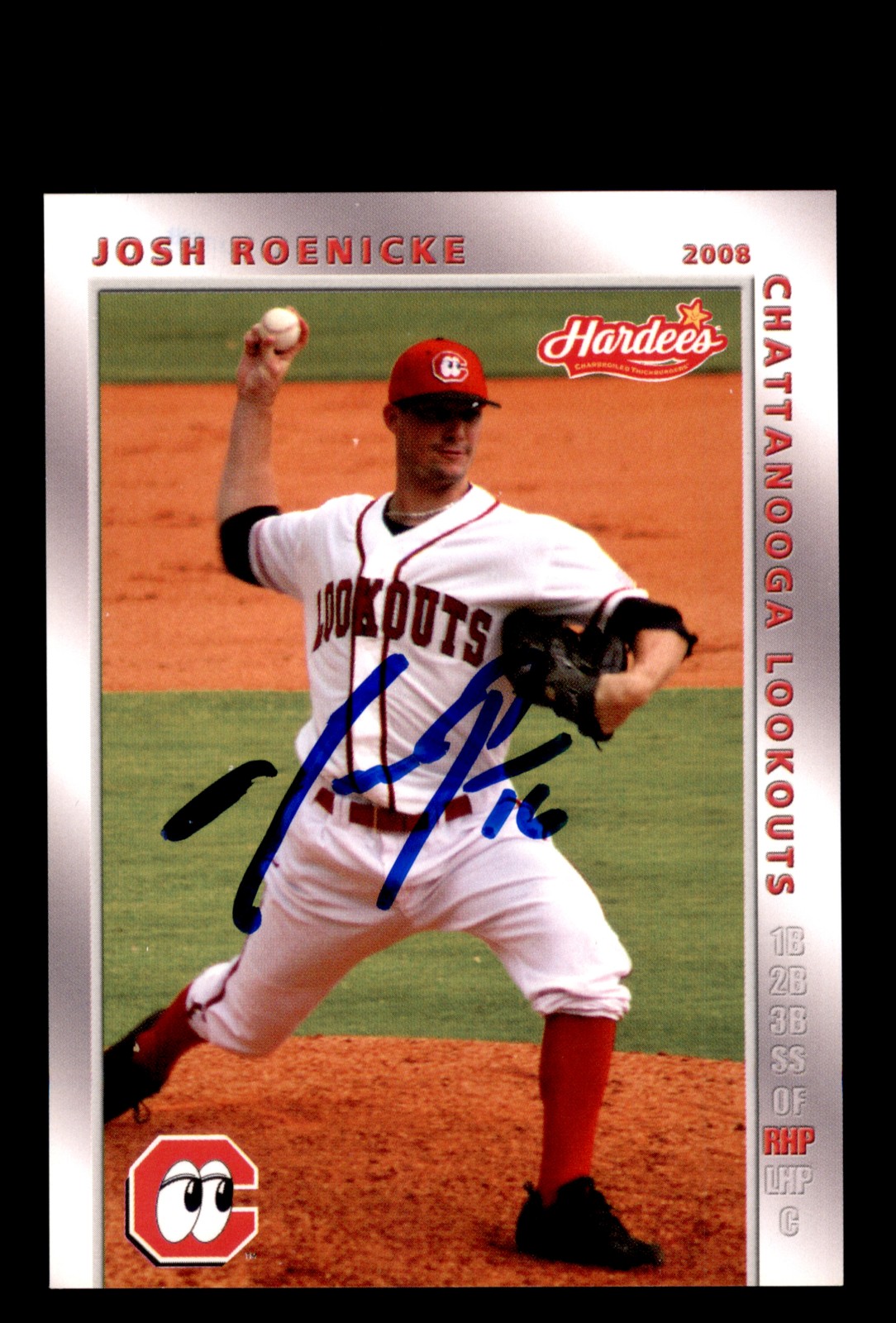 Signed Baseball Card Auto Josh Roenicke 2008 Grandstand Chattanooga Lookouts