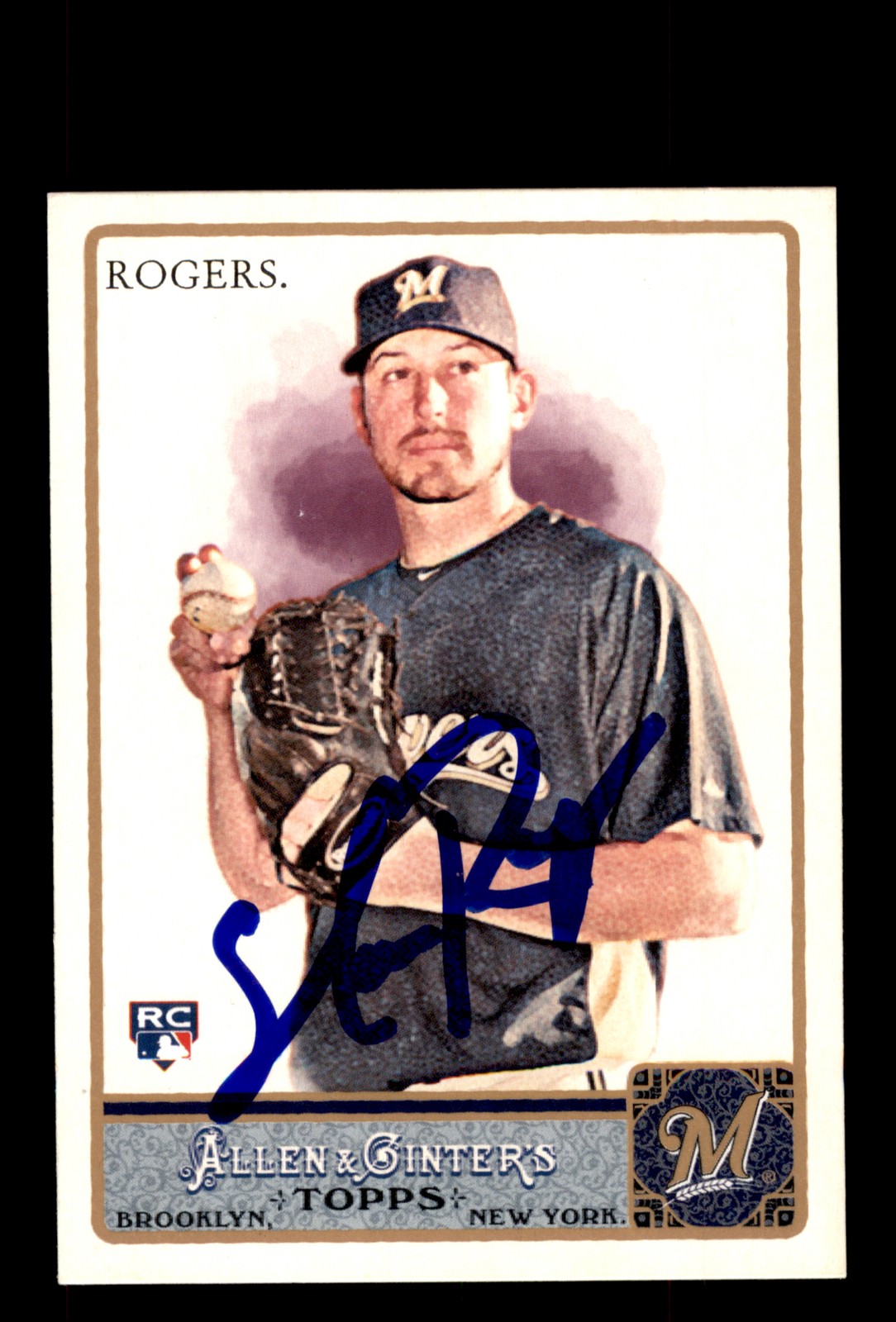 Signed Baseball Card Auto Mark Rogers 2011 Topps Allen & Ginter #221 Brewers