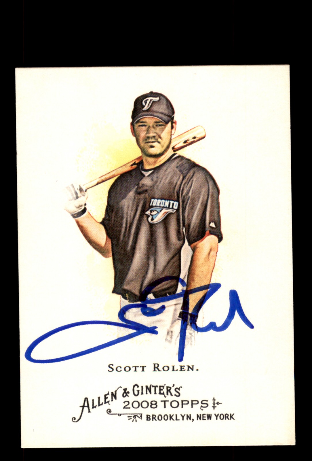 Signed Baseball Card Auto Scott Rolen 2008 Topps Allen & Ginter #91 Blue Jays