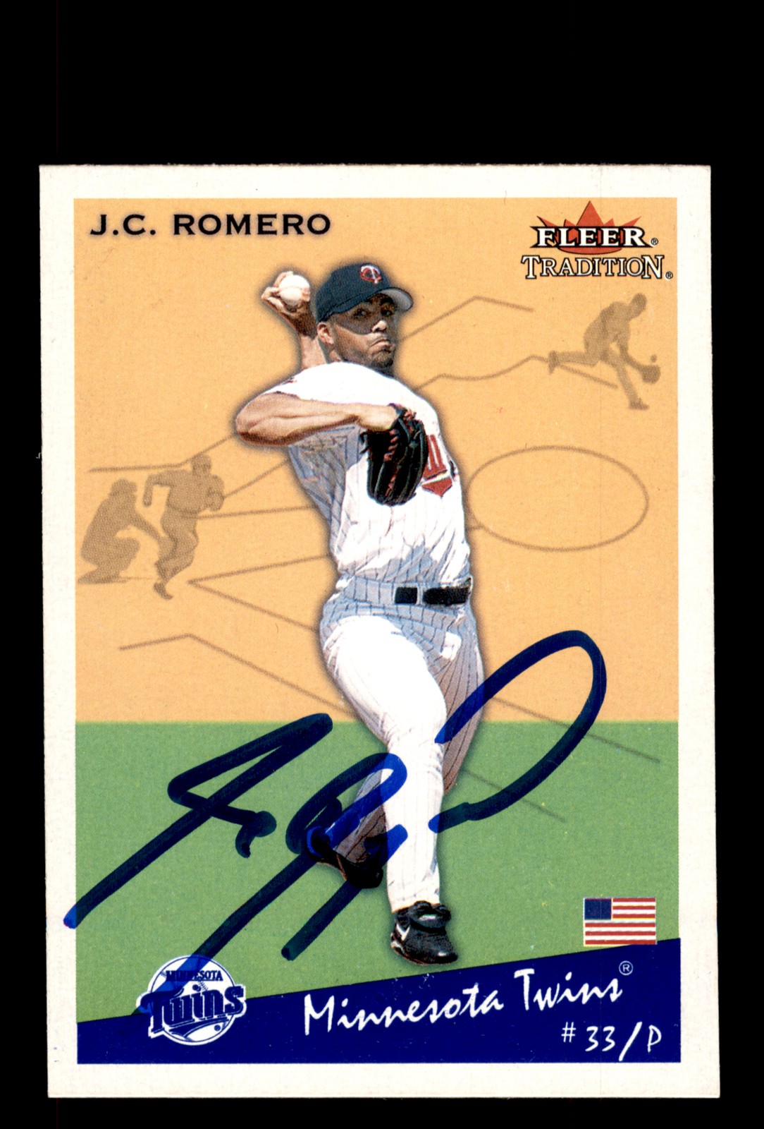 Signed Baseball Card Auto J.C. Romero 2002 Fleer Tradition #U110 Minnesota Twins