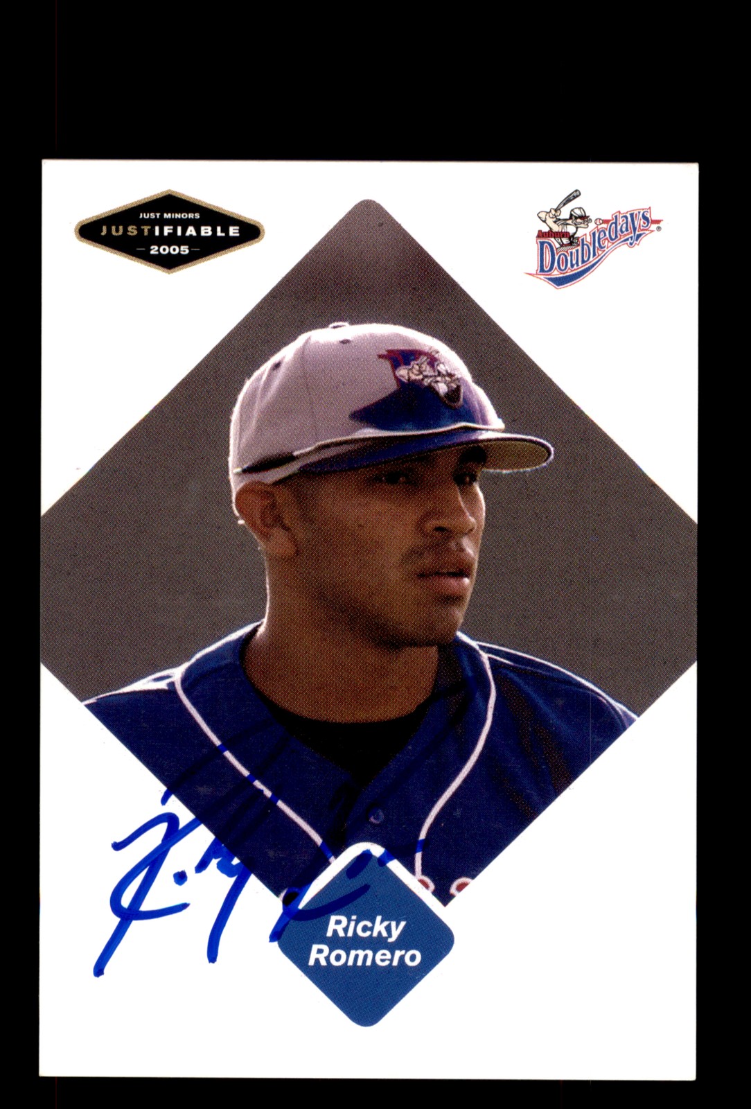 Signed Baseball Card Auto Ricky Romero 2005 Justifiable #71 Auburn Doubledays