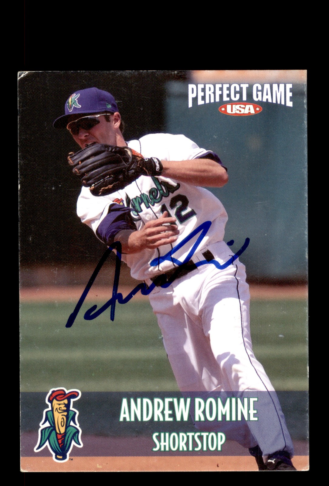 Signed Baseball Card Auto Andrew Romine 2008 Perfect Game Cedar Rapids Kernels