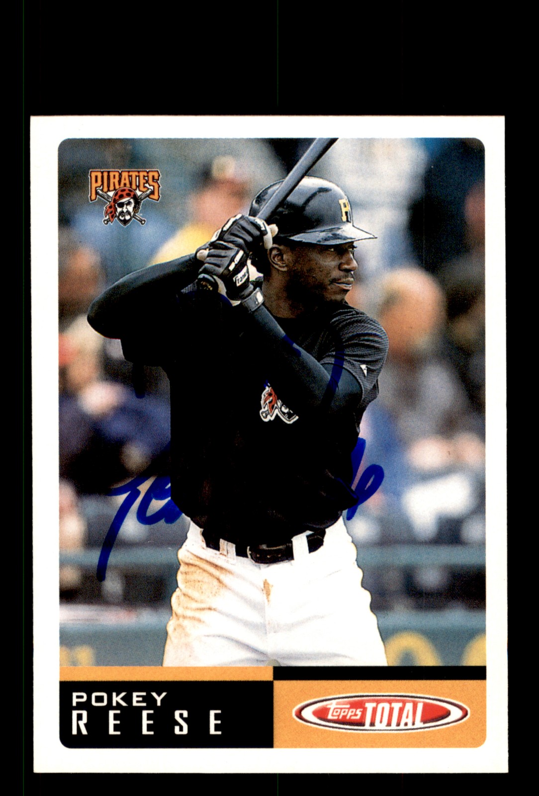 Signed Baseball Card Auto Pokey Reese 2002 Topps Total #163 Pittsburgh Pirates