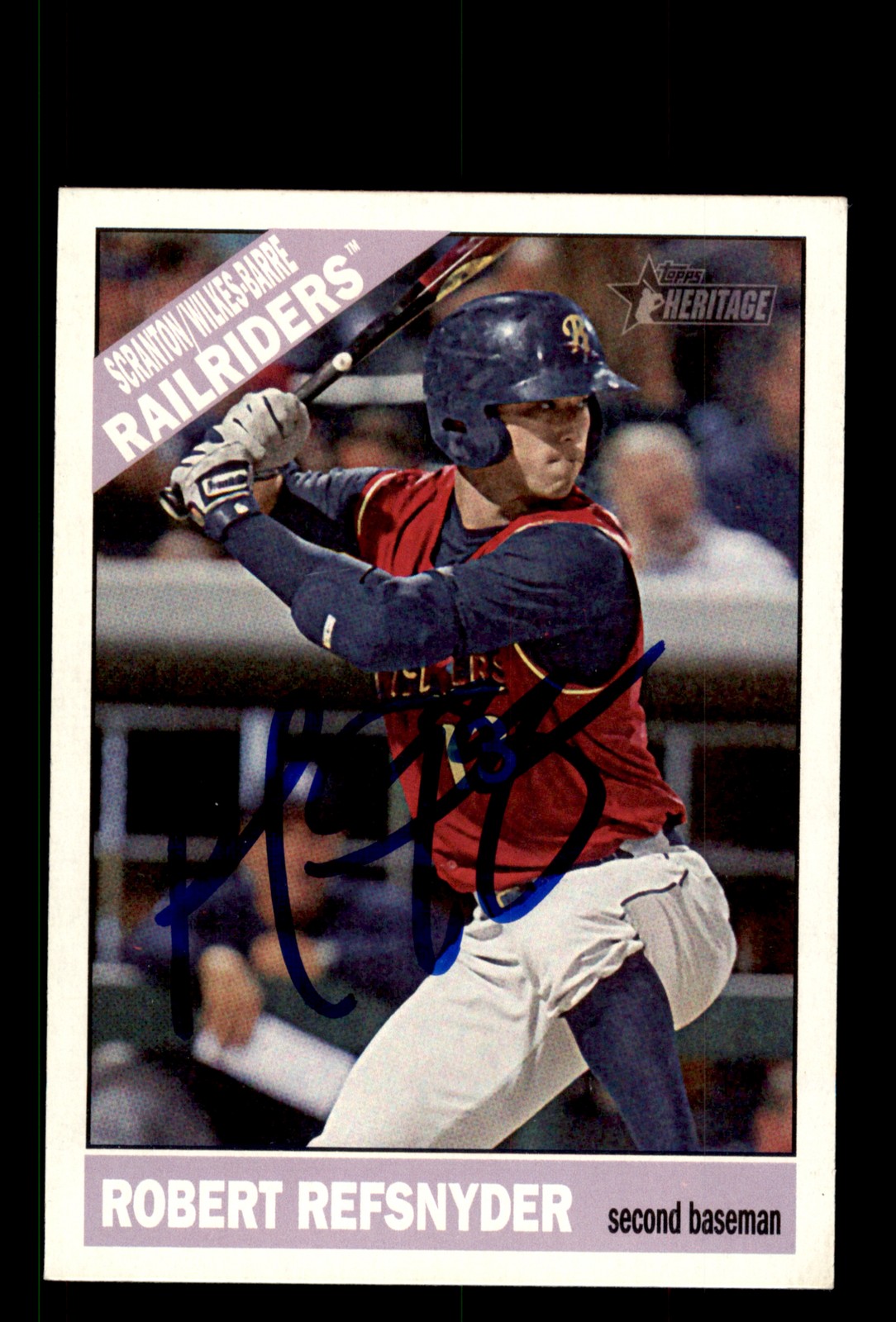 Signed Baseball Card Auto Robert Refsnyder 2015 Topps Heritage Minor League #21