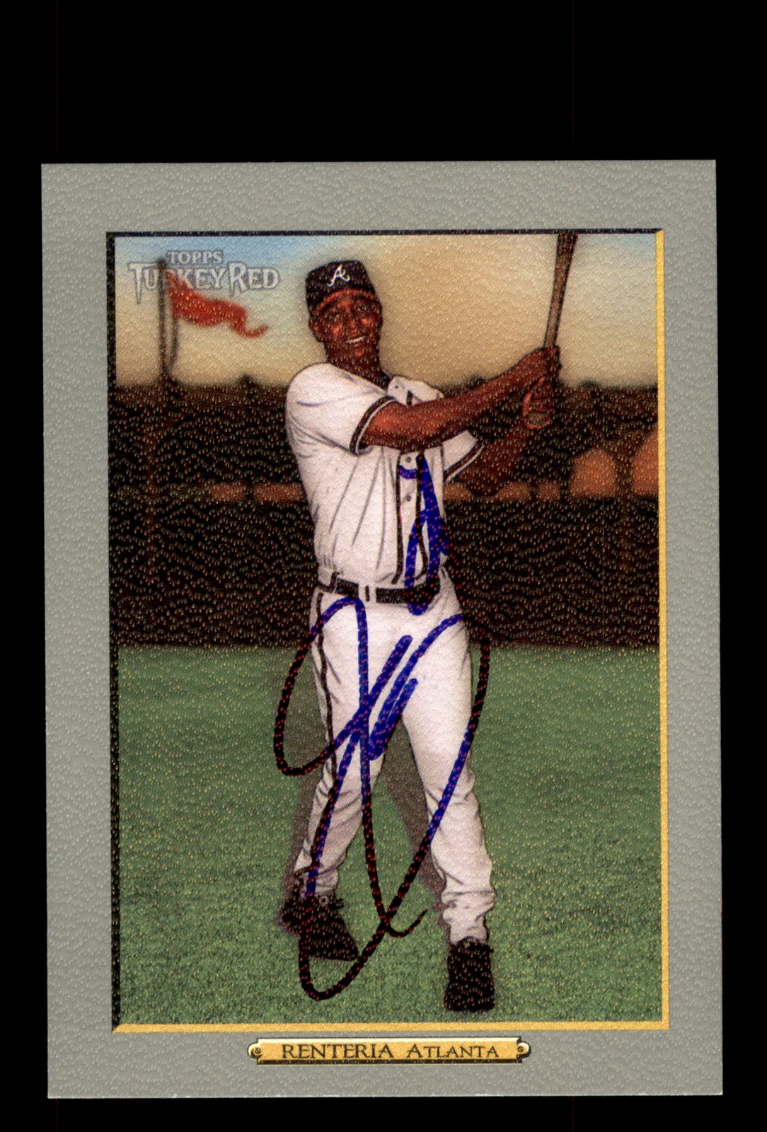 Signed Baseball Card Auto Edgar Renteria 2006 Topps Turkey Red #447 Braves