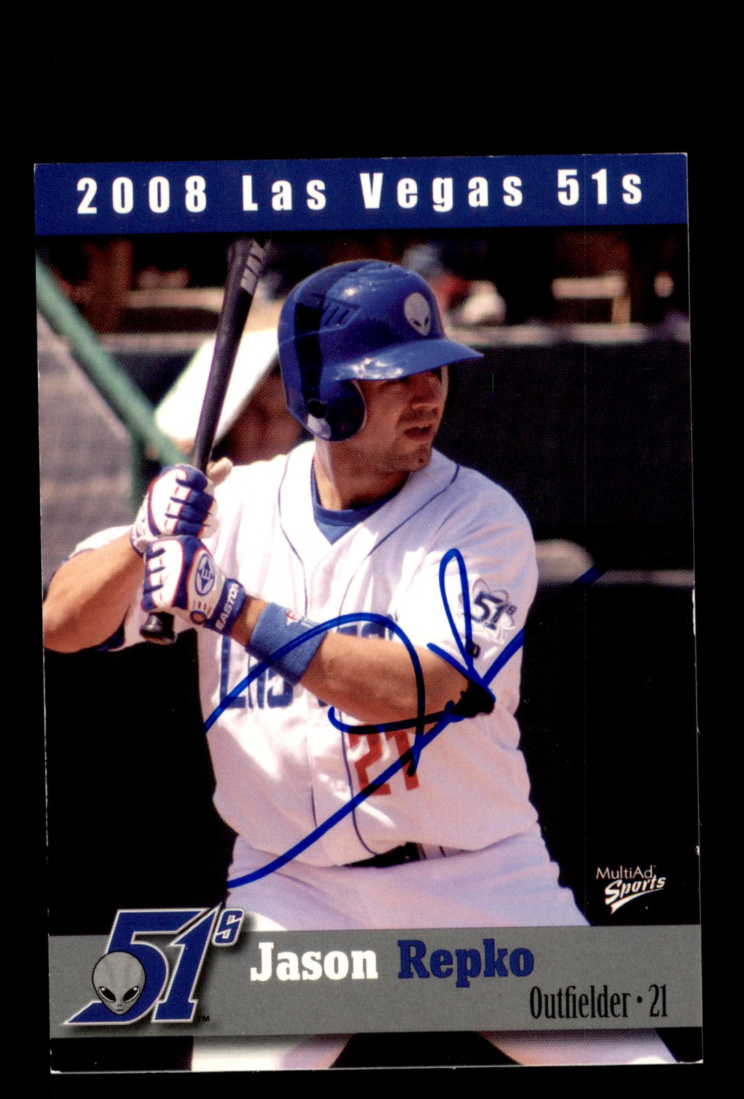 Signed Baseball Card Auto Jason Repko 2008 MultiAd Las Vegas 51s