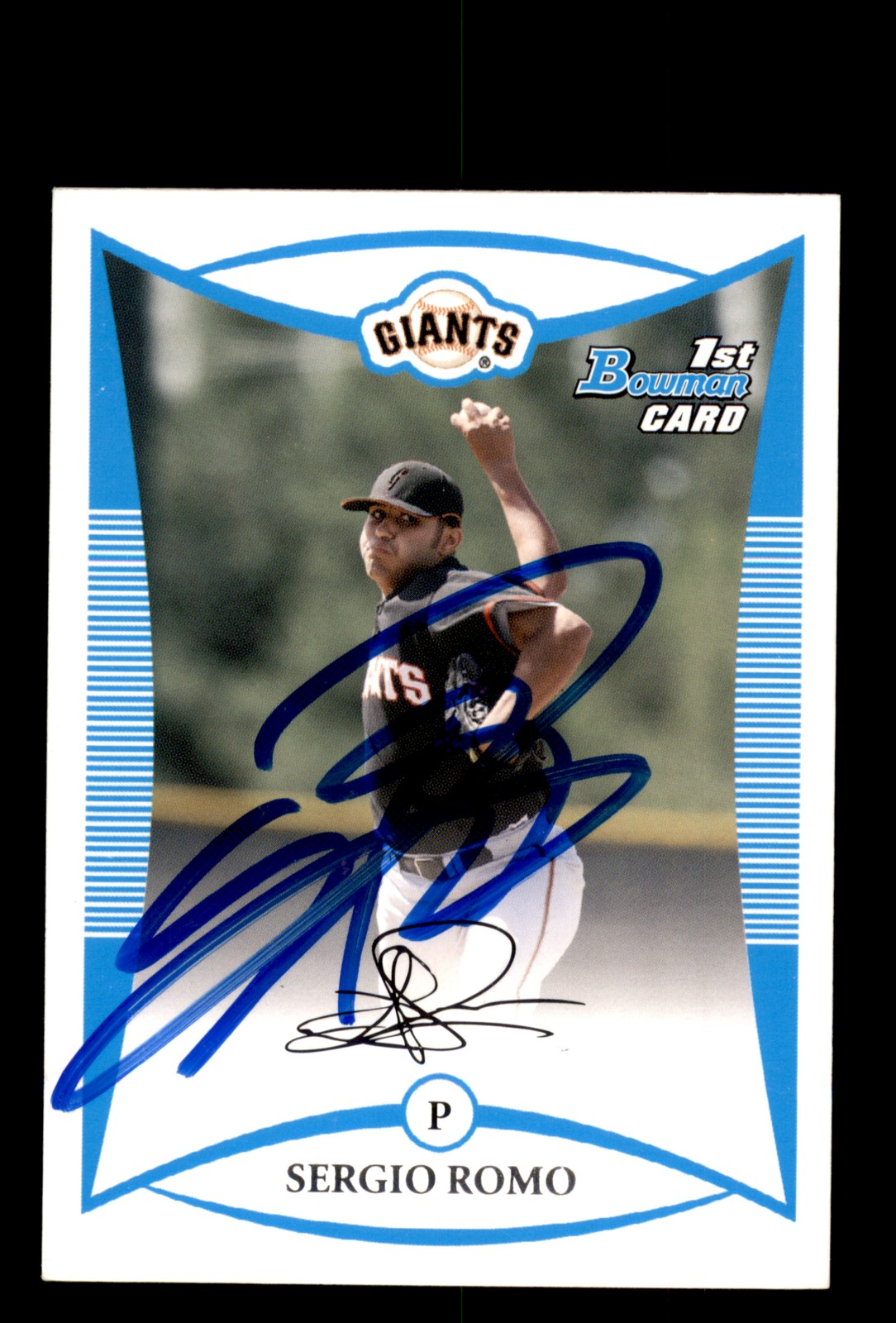Signed Baseball Card Auto Sergio Romo 2008 Bowman #BP4 San Francisco Giants