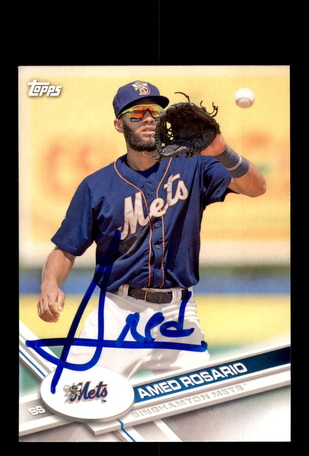 Signed Baseball Card Auto Amed Rosario 2017 Topps Pro Debut #25 Binghamton Mets