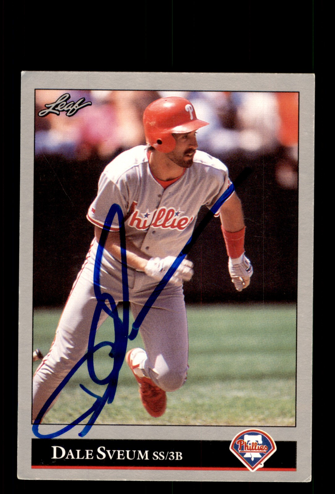Signed Baseball Card Auto Dale Sveum 1992 Leaf #473 Philadelphia Phillies