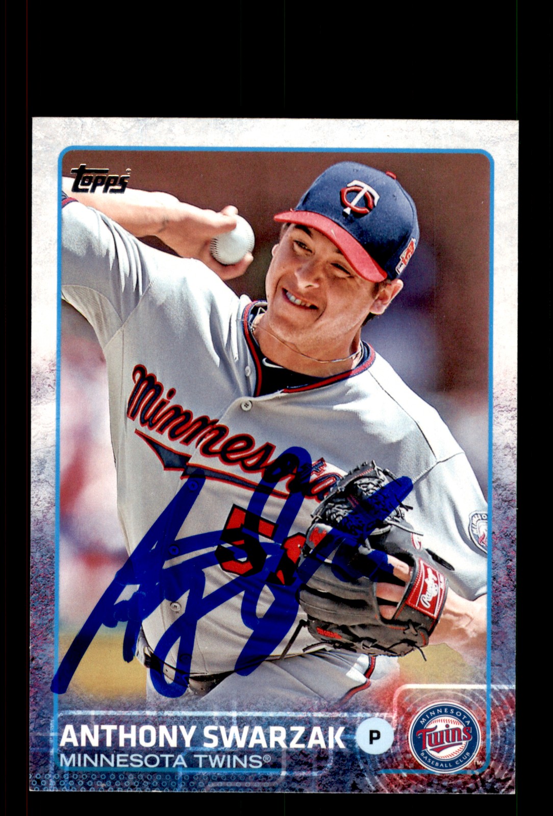 Signed Baseball Card Auto Anthony Swarzak 2015 Topps #128 Minnesota Twins